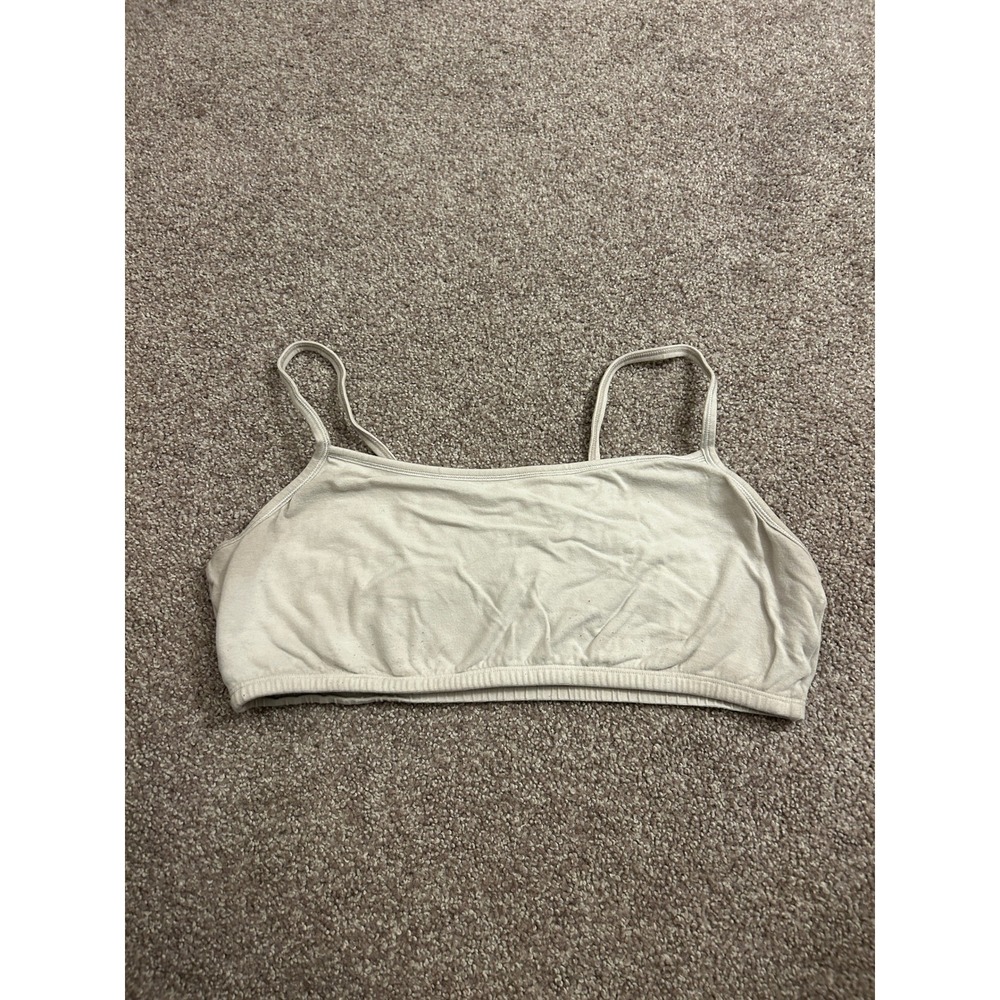 Fruit of the Loom Sports Bra Womens 42 Beige Good Cotton Blend Spaghetti Strap